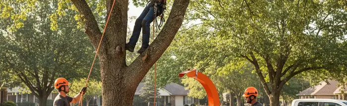 Tree service crew removing a large tree in Overland Park, KS