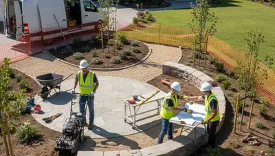 Landscape design team planning outdoor spaces in Overland Park, KS for Arbor Tree Care