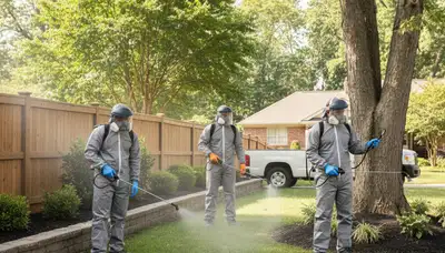 Tick control treatment applied in a family yard in Overland Park, KS by Arbor Tree Care