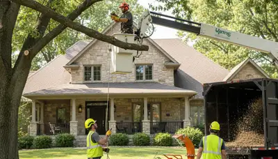 Tree service crew in Overland Park, KS providing professional tree removal and cleanup