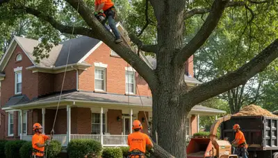 Tree service crew in Overland Park, KS performing professional tree removal