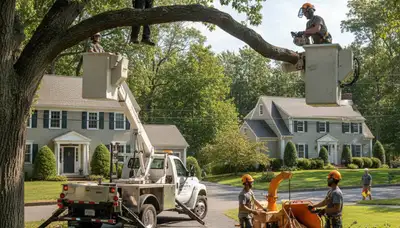 Tree service crew in Overland Park, KS providing professional tree removal and trimming services