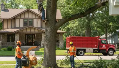 Tree service crew in Overland Park, KS providing professional tree removal and trimming services