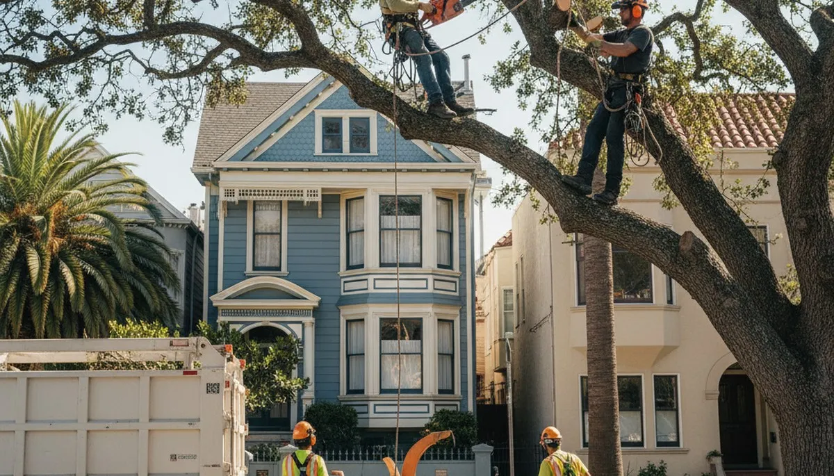 Tree service crew removing a tree in Overland Park, KS