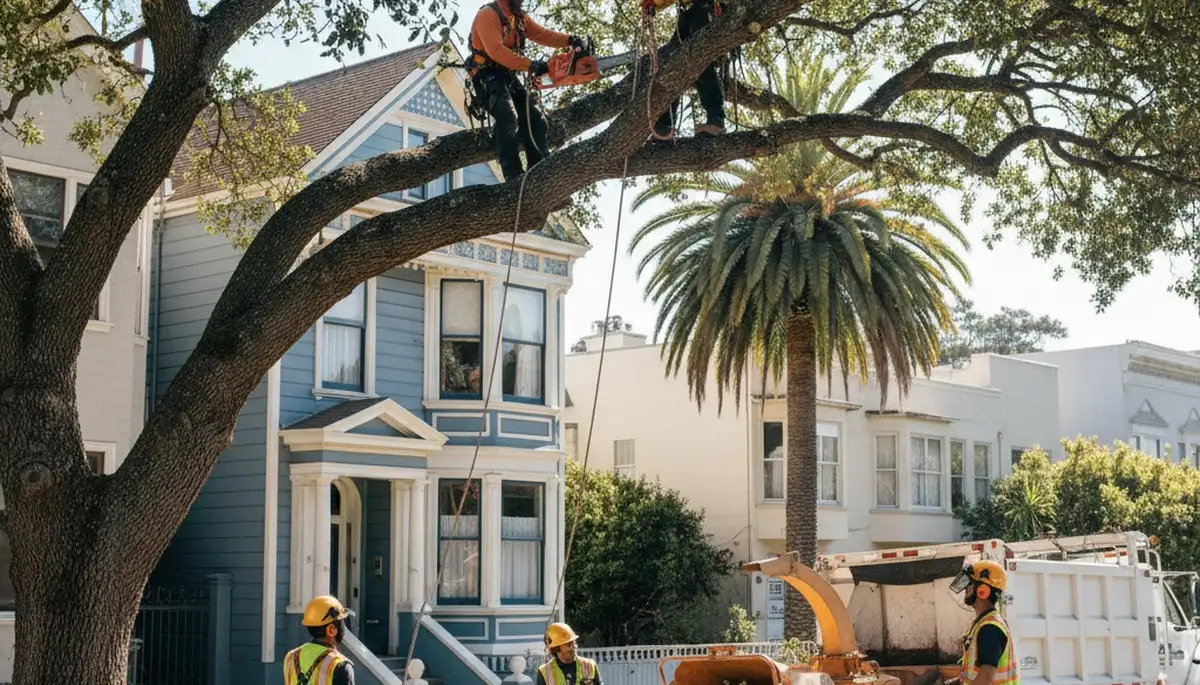 Tree service crew in Overland Park, KS removing a tree for safe residential property cleanup