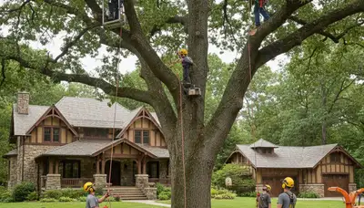 Tree service crew in Overland Park, KS providing professional tree removal and cleanup