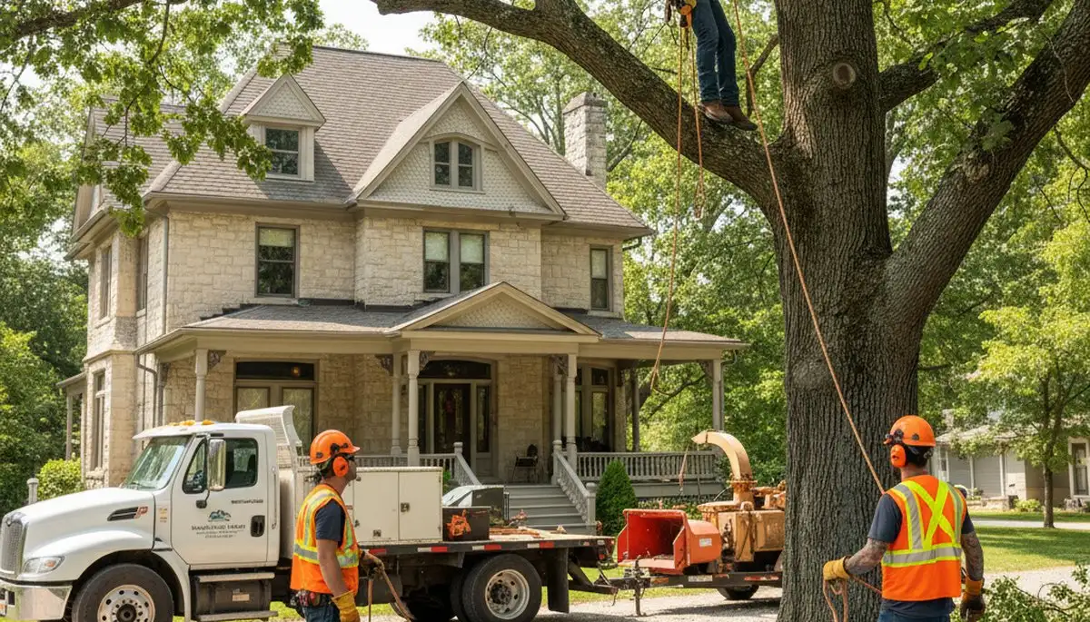 Tree removal crew serving Overland Park, KS on a residential property