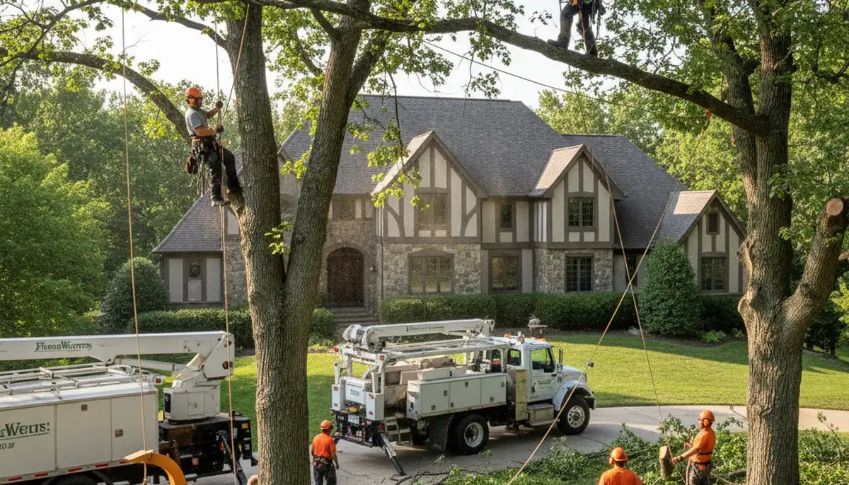 Tree service crew in Overland Park, KS providing professional tree removal and trimming services